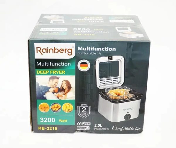 Електрична фритюрниця Rainberg RB-2219 з терморегулятором та кришкою для фрі 2.5л 3200Вт - Зображення 4