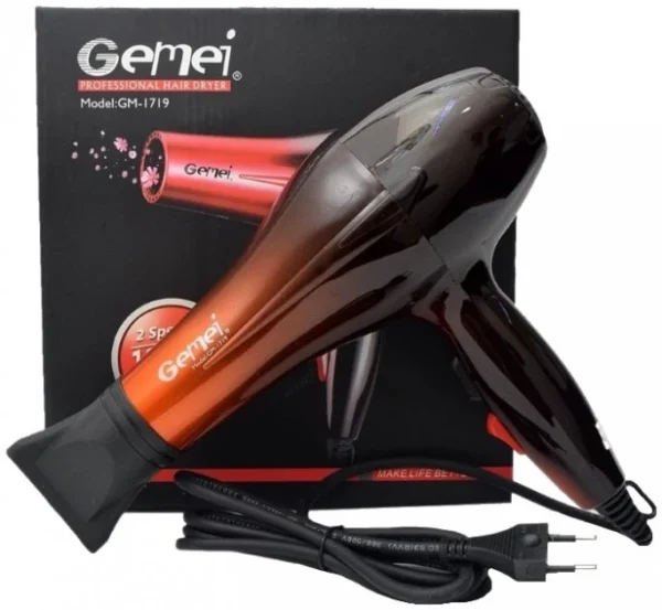 Професійний фен для волосся Gemei GM-1719 2 швидкості 3 режими нагрівання холодне обдування 1800 Вт